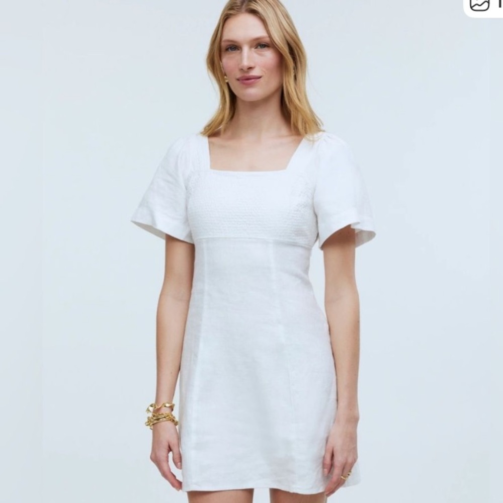 Madewell White Mini Dress with Square Neck